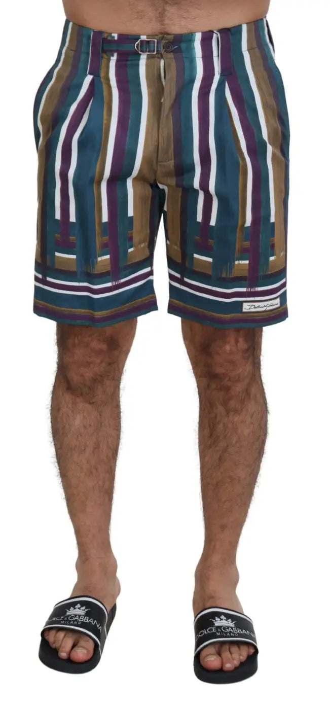 Dolce &amp; Gabbana Multicolor Striped Stretch Cotton Shorts