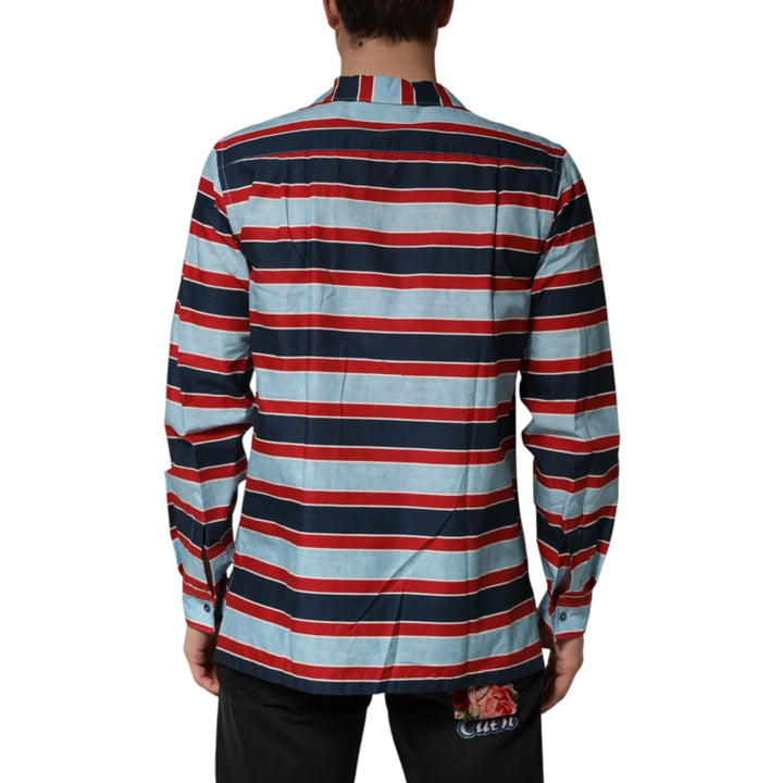 Dolce &amp; Gabbana Multicolor Stripes Cotton Men Button Down Shirt