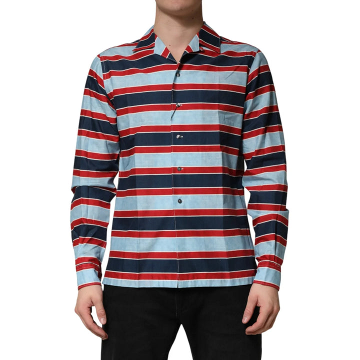 Dolce &amp; Gabbana Multicolor Stripes Cotton Men Button Down Shirt