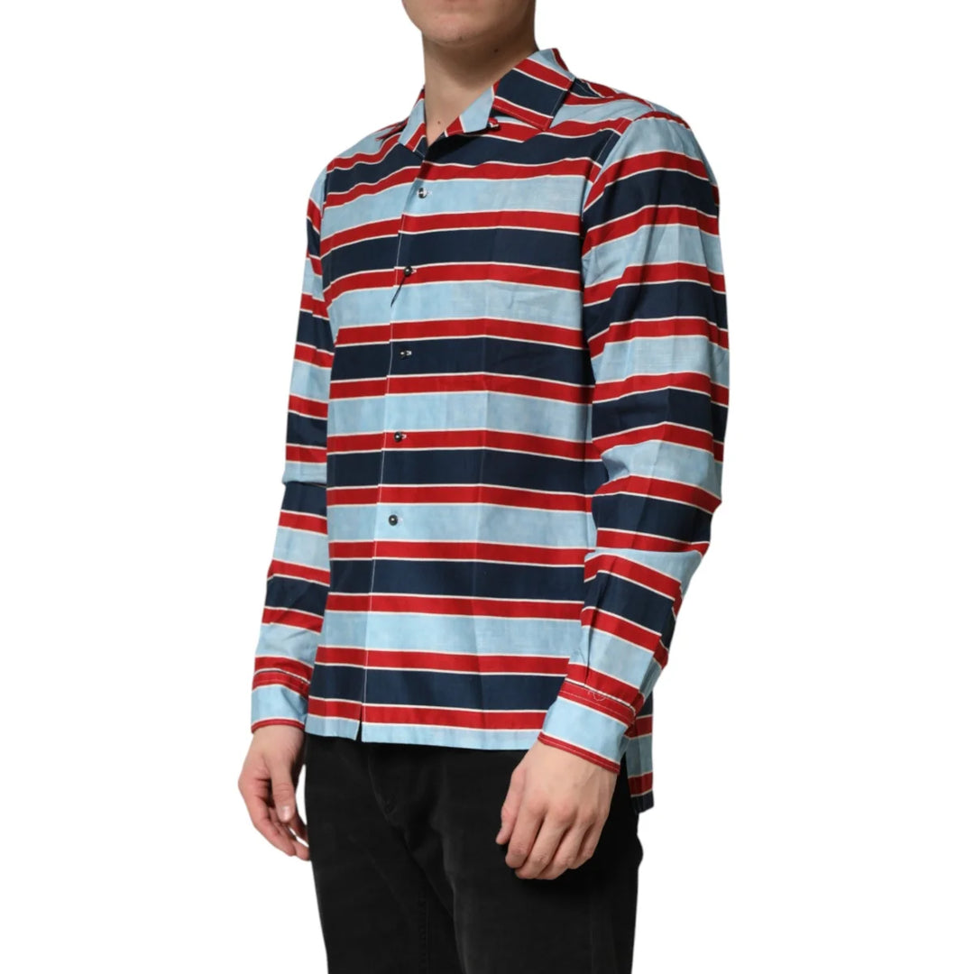 Dolce &amp; Gabbana Multicolor Stripes Cotton Men Button Down Shirt