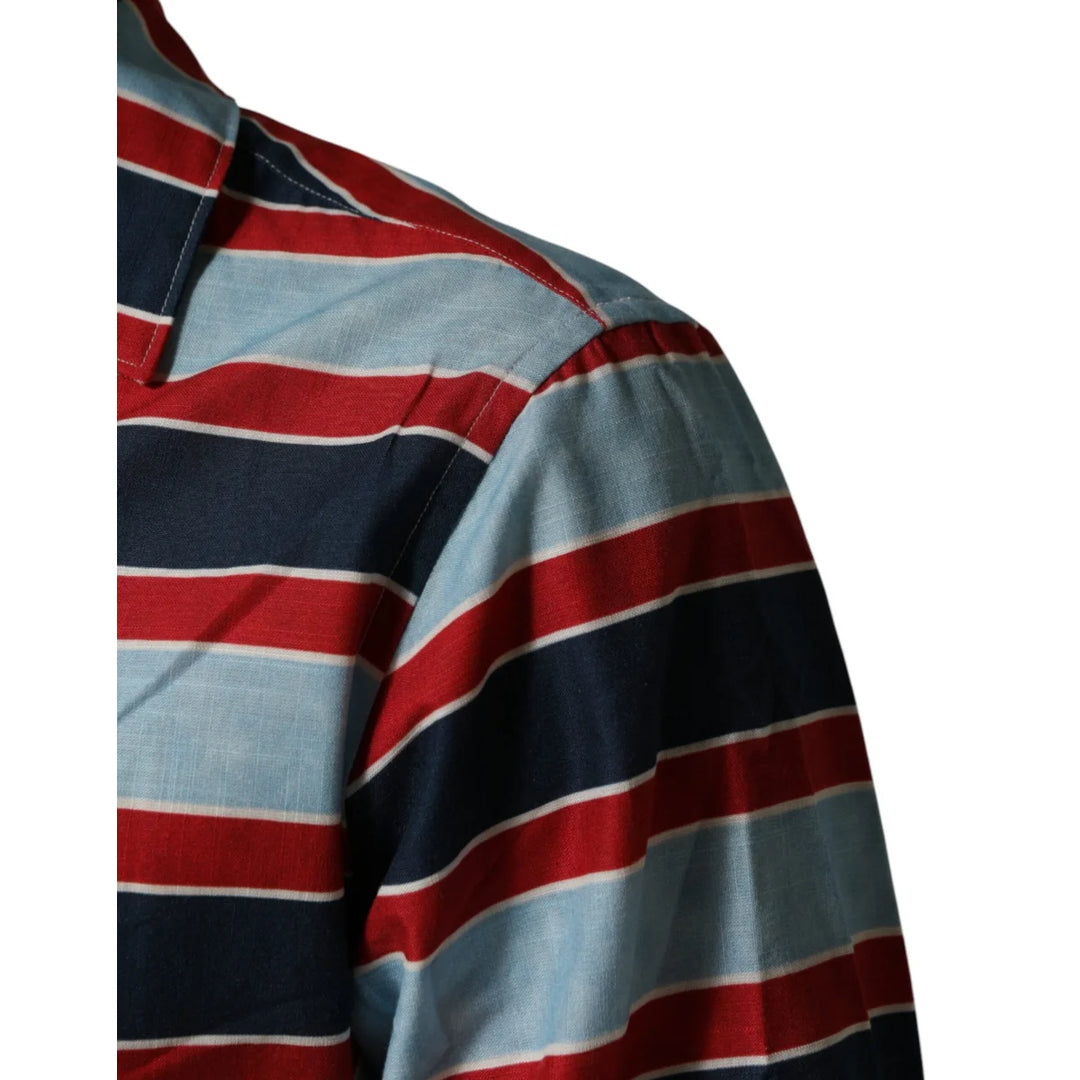 Dolce &amp; Gabbana Multicolor Stripes Cotton Men Button Down Shirt