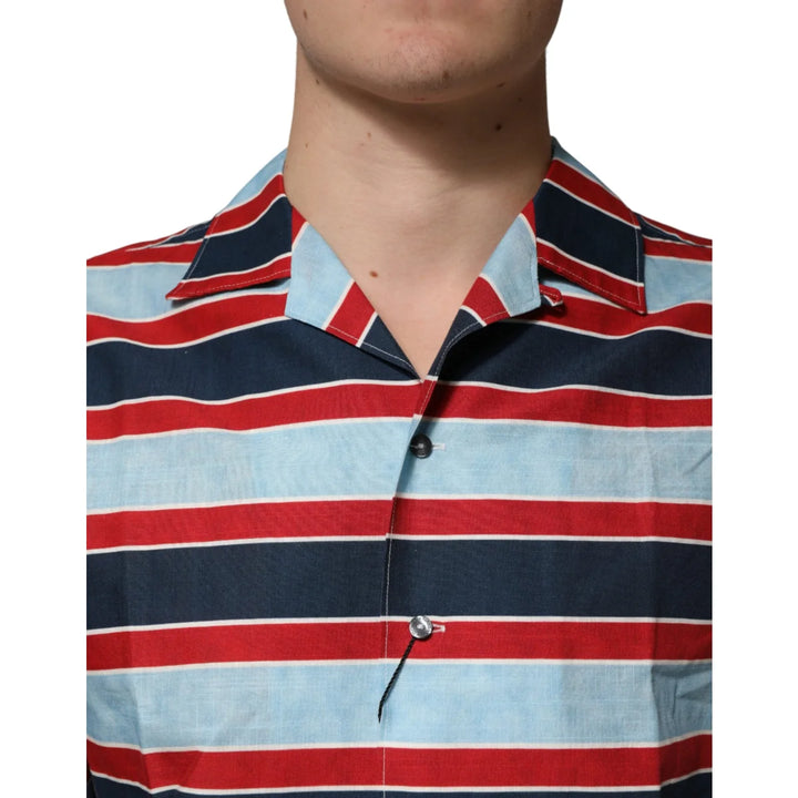 Dolce &amp; Gabbana Multicolor Stripes Cotton Men Button Down Shirt