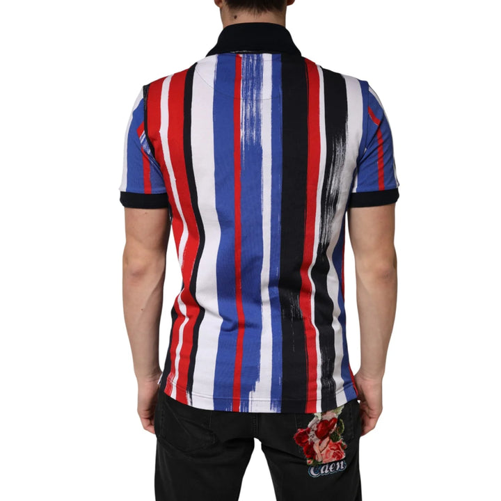 Dolce &amp; Gabbana Multicolor Stripes Cotton Men Polo T-shirt