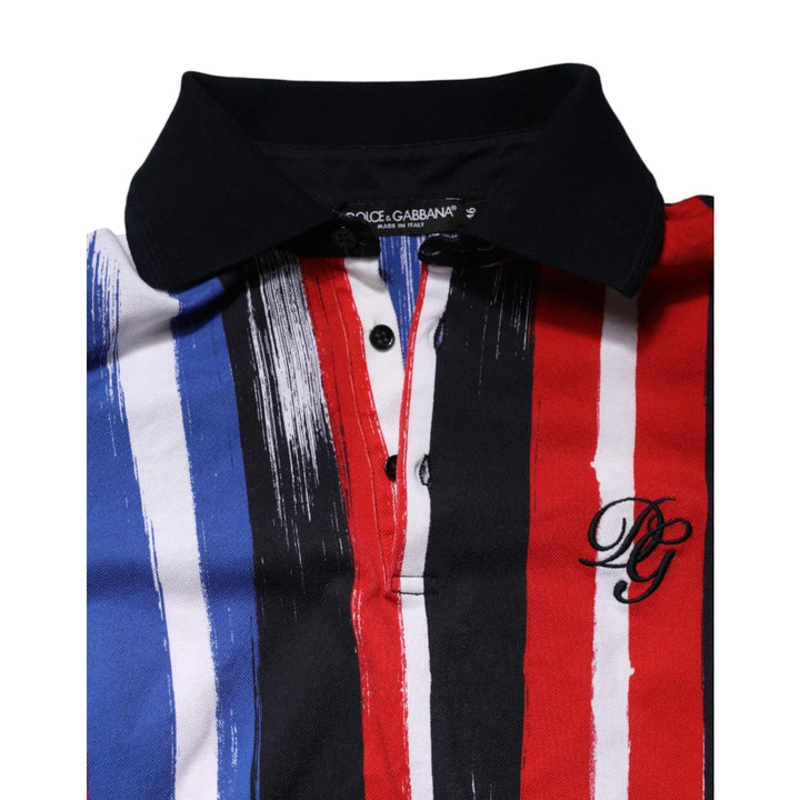 Dolce &amp; Gabbana Multicolor Stripes Cotton Men Polo T-shirt