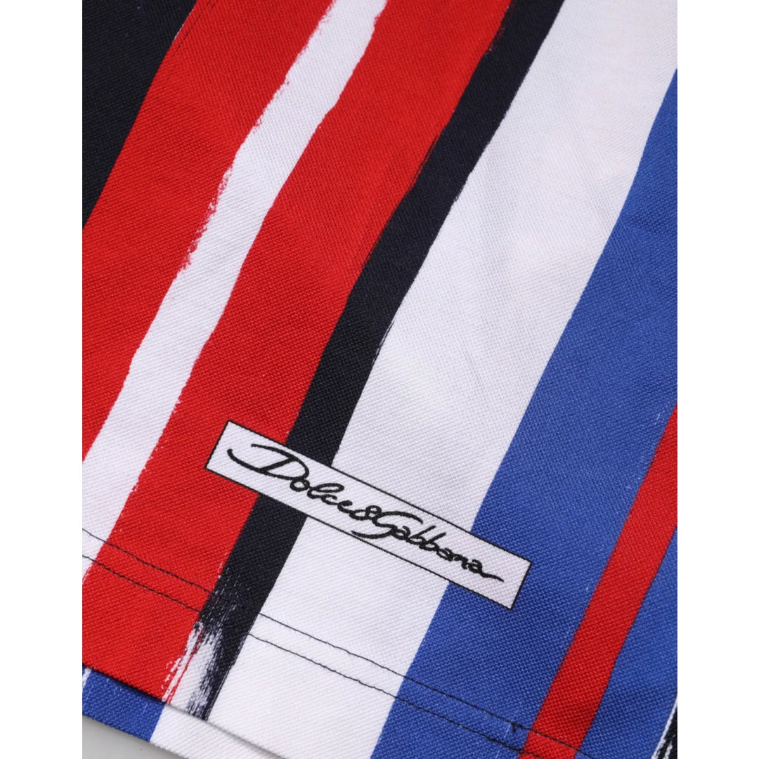 Dolce &amp; Gabbana Multicolor Stripes Cotton Men Polo T-shirt