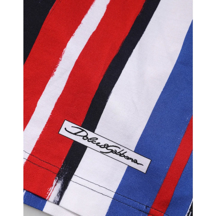 Dolce &amp; Gabbana Multicolor Stripes Cotton Men Polo T-shirt
