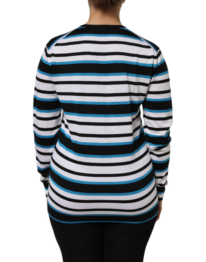Dolce &amp; Gabbana - Multicolor Stripes Long Sleeves V-neck Top