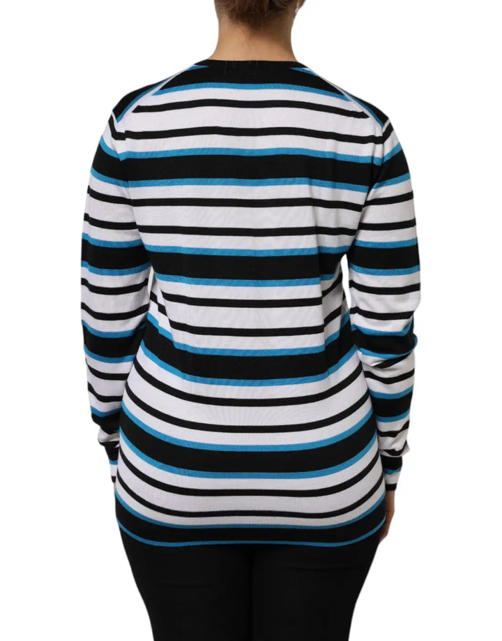 Dolce &amp; Gabbana Multicolor Stripes Long Sleeves V-neck Top