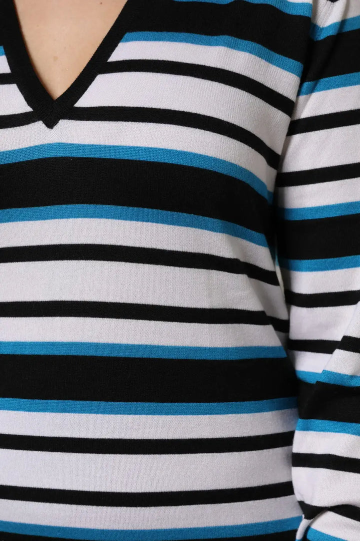 Dolce &amp; Gabbana Multicolor Stripes Long Sleeves V-neck Top