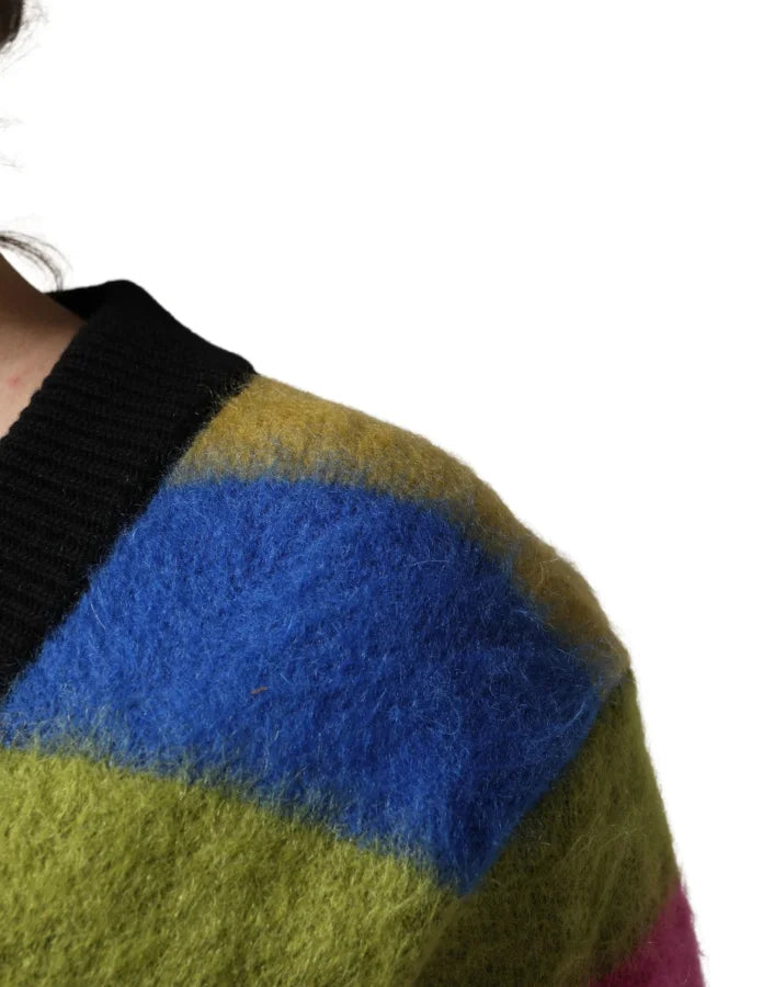 Dolce &amp; Gabbana Multicolor Stripes V-neck Pullover Sweater