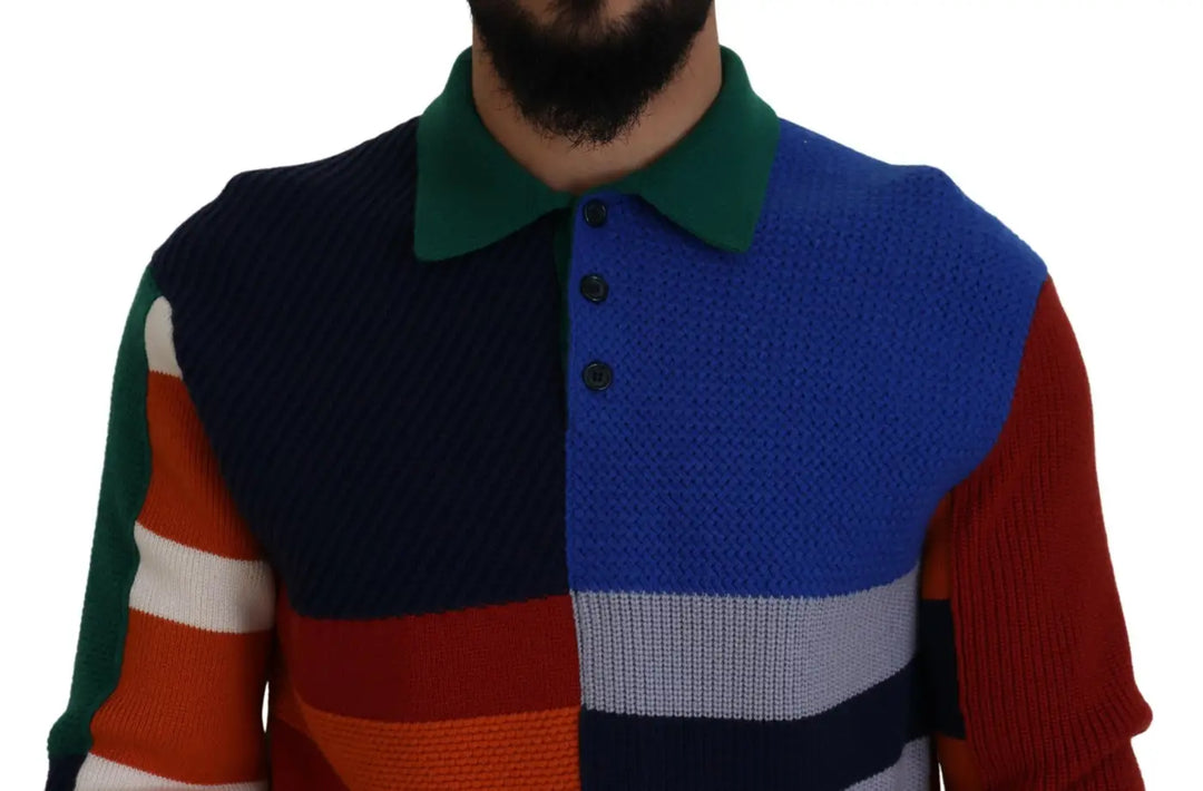 Dolce &amp; Gabbana Multicolor Stripes Wool Pullover Sweater