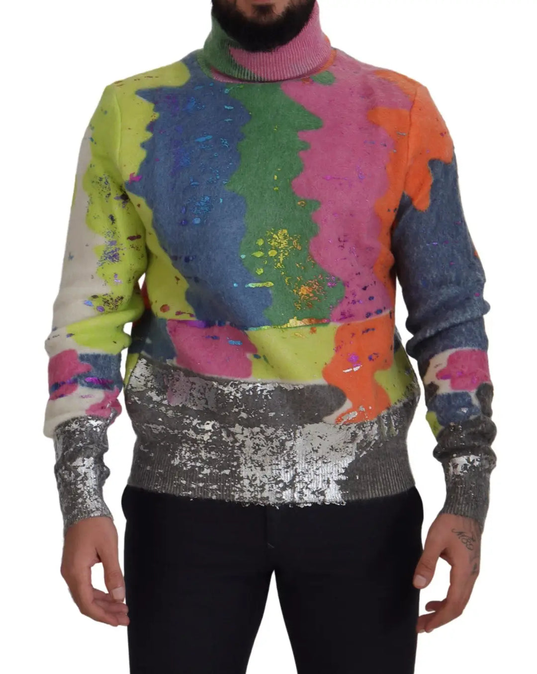 Dolce &amp; Gabbana Multicolor Turtleneck Pullover Mohair Sweater