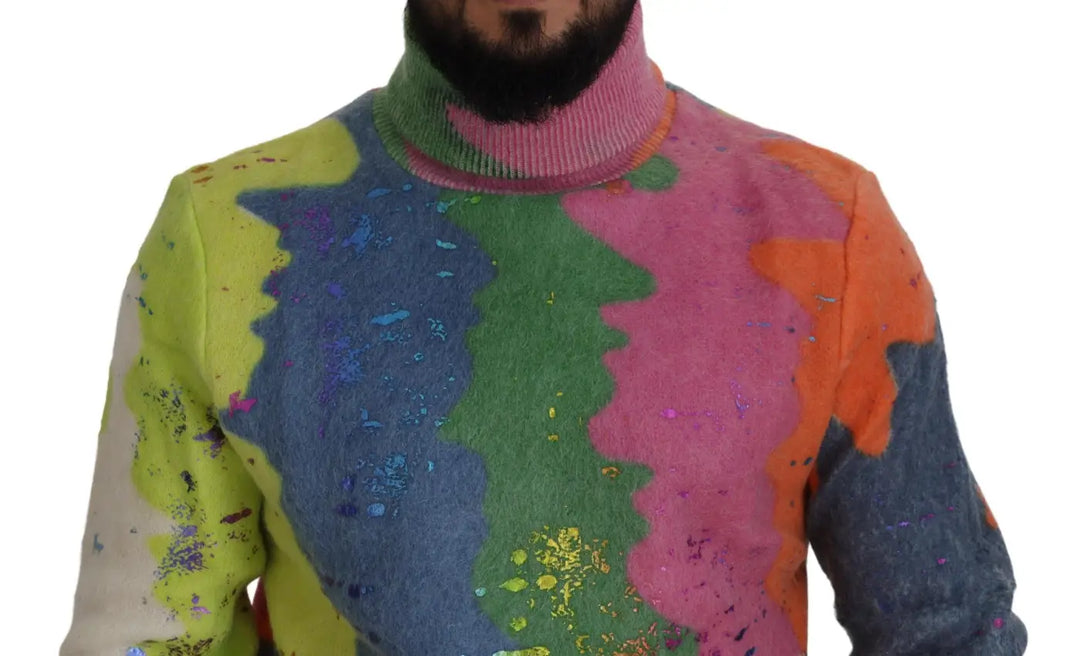 Dolce &amp; Gabbana Multicolor Turtleneck Pullover Mohair Sweater
