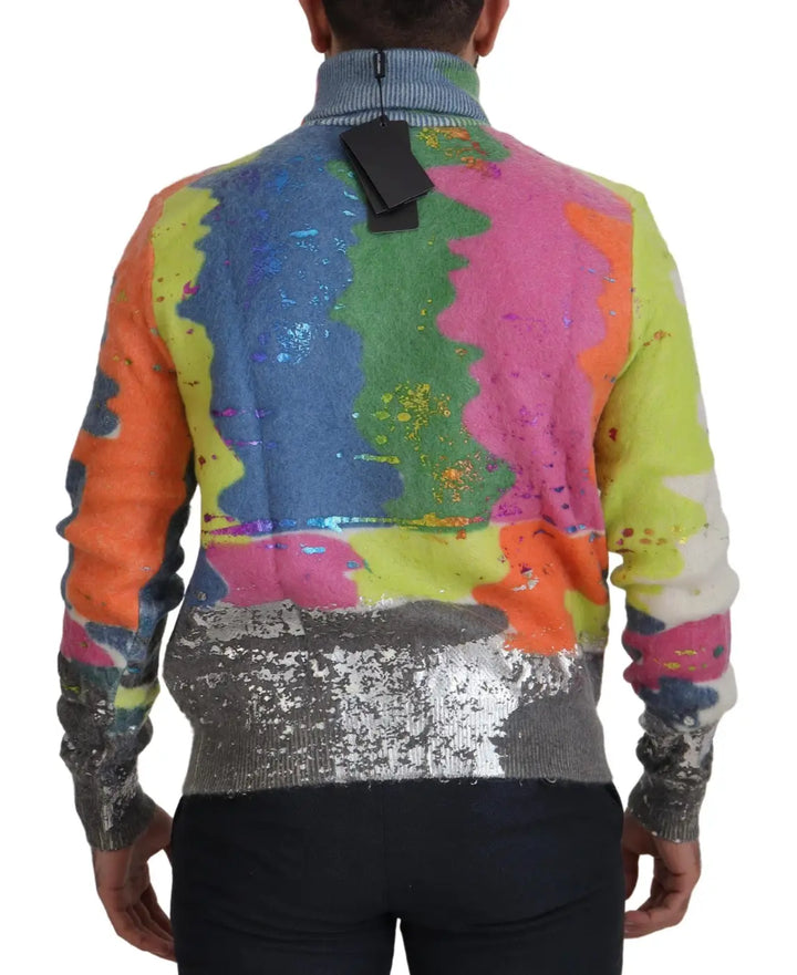 Dolce &amp; Gabbana Multicolor Turtleneck Pullover Mohair Sweater