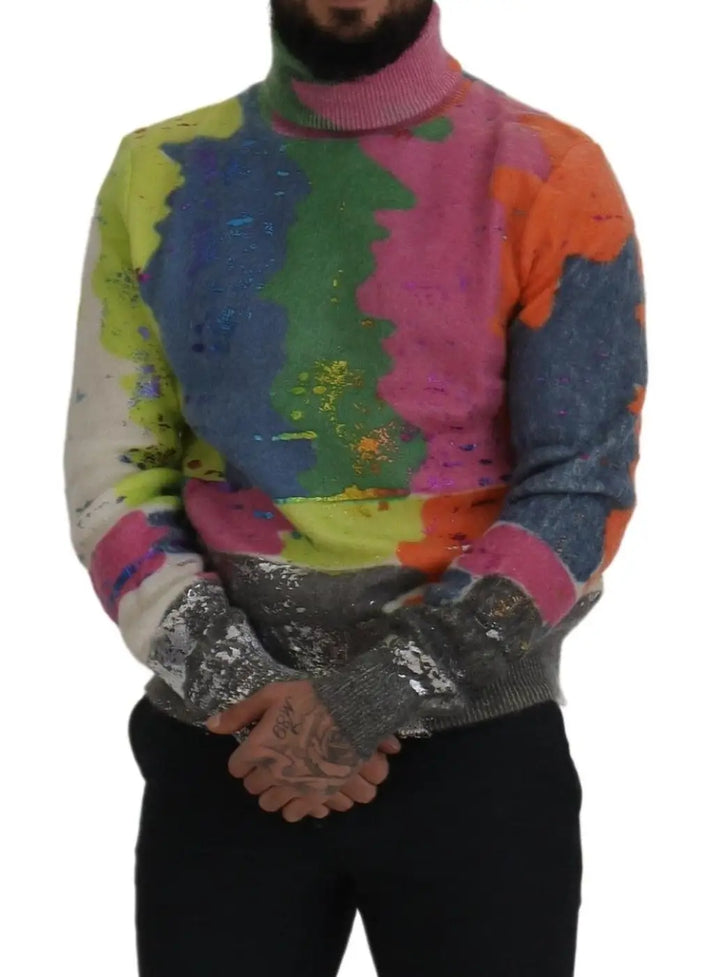Dolce &amp; Gabbana Multicolor Turtleneck Pullover Mohair Sweater