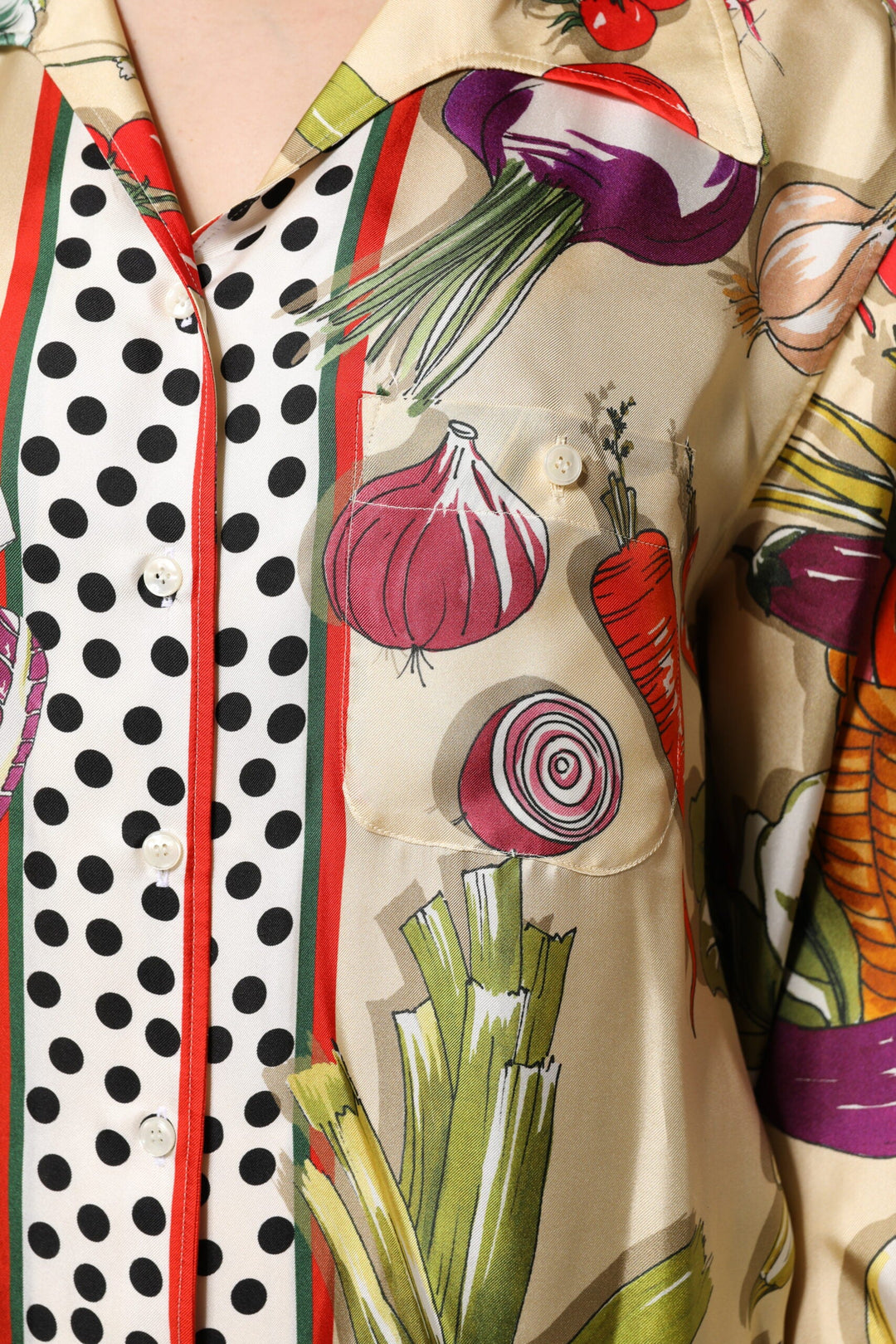 Dolce &amp; Gabbana Blouses - Women’s Multicolor Vegetables Silk Long Sleeves Top