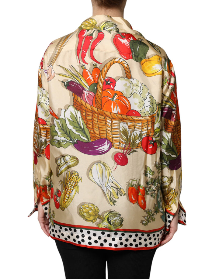Dolce &amp; Gabbana Blouses - Women’s Multicolor Vegetables Silk Long Sleeves Top