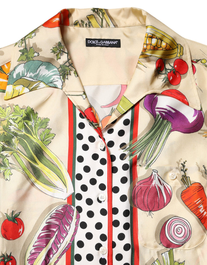 Dolce &amp; Gabbana Blouses - Women’s Multicolor Vegetables Silk Long Sleeves Top
