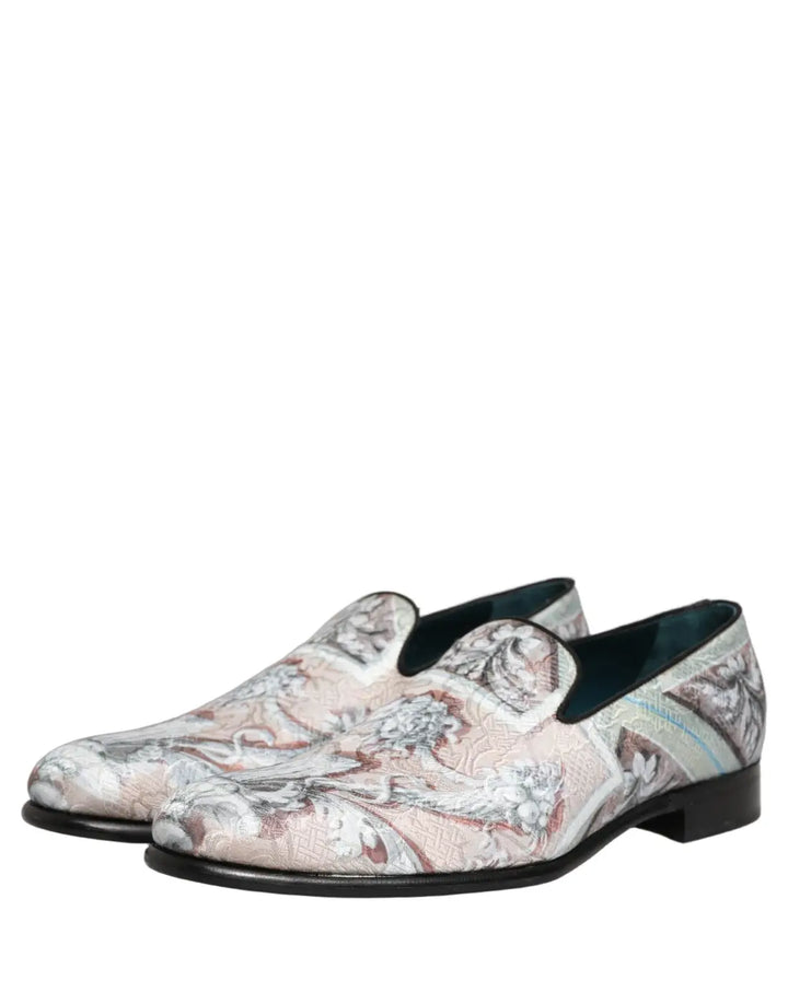 Dolce &amp; Gabbana Multicolor Velvet Baroque Dress Loafers Shoes
