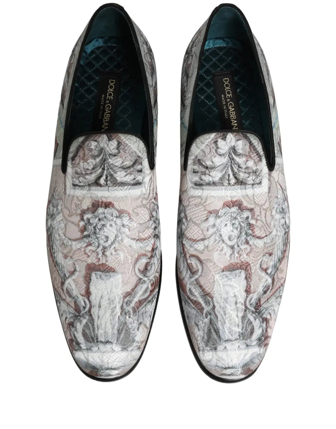 Dolce &amp; Gabbana Multicolor Velvet Baroque Dress Loafers Shoes