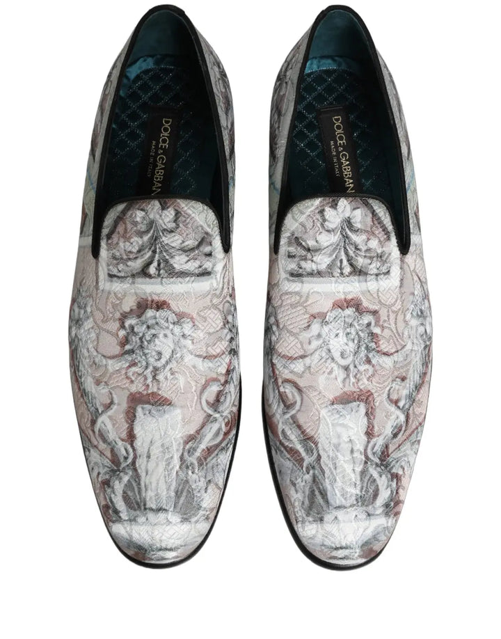 Dolce &amp; Gabbana Multicolor Velvet Baroque Dress Loafers Shoes