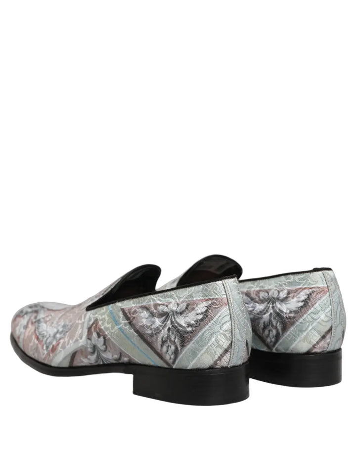Dolce &amp; Gabbana Multicolor Velvet Baroque Dress Loafers Shoes