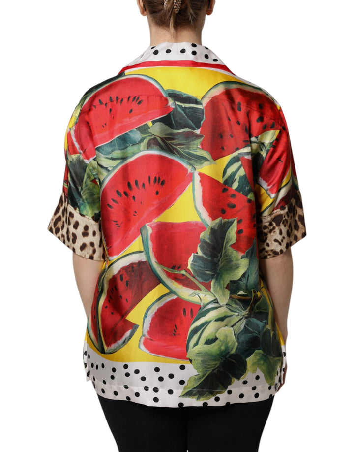 Dolce &amp; Gabbana Blouses - Women’s Multicolor Watermelon Collared Shirt Top