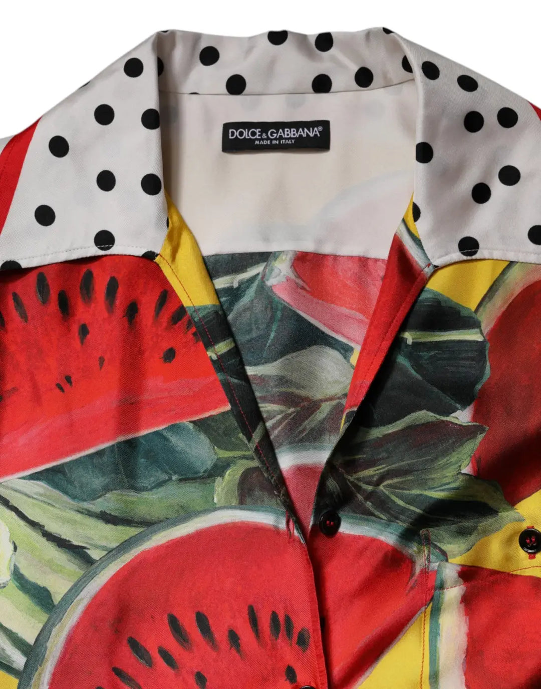 Dolce &amp; Gabbana Multicolor Watermelon Collared Shirt Top