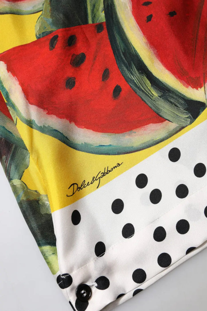 Dolce &amp; Gabbana Multicolor Watermelon Collared Shirt Top