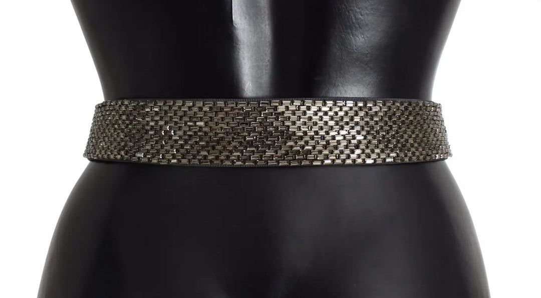 Dolce &amp; Gabbana Multicolor Wide Crystal Buckle Sequined Belt