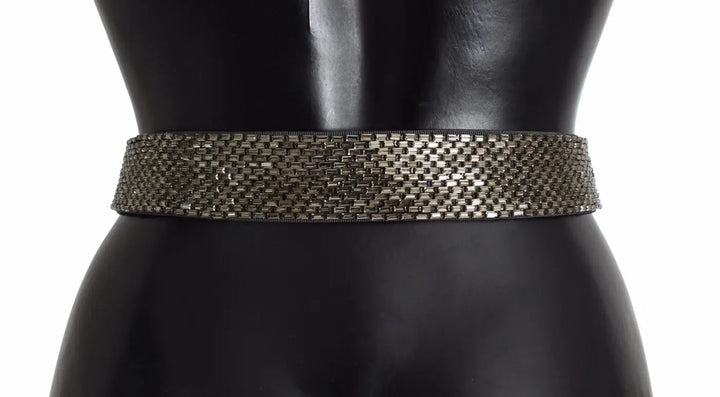 Dolce &amp; Gabbana Multicolor Wide Crystal Buckle Sequined Belt
