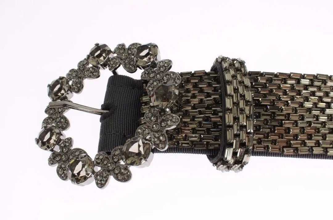 Dolce &amp; Gabbana Multicolor Wide Crystal Buckle Sequined Belt