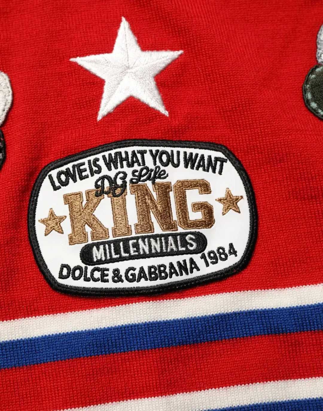 Dolce &amp; Gabbana Multicolor Wool Butterfly Star Men Crew Neck Sweater