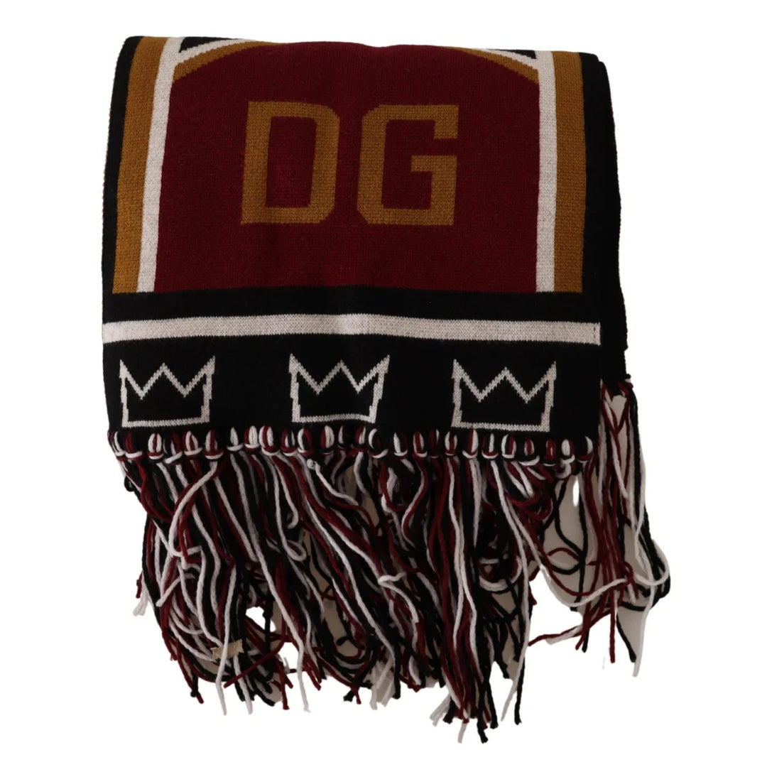 Dolce & Gabbana Multicolor Wool Knit DG King Shawl Wrap Scarf