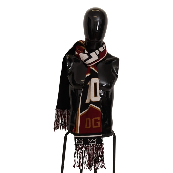 Dolce & Gabbana Multicolor Wool Knit DG King Shawl Wrap Scarf