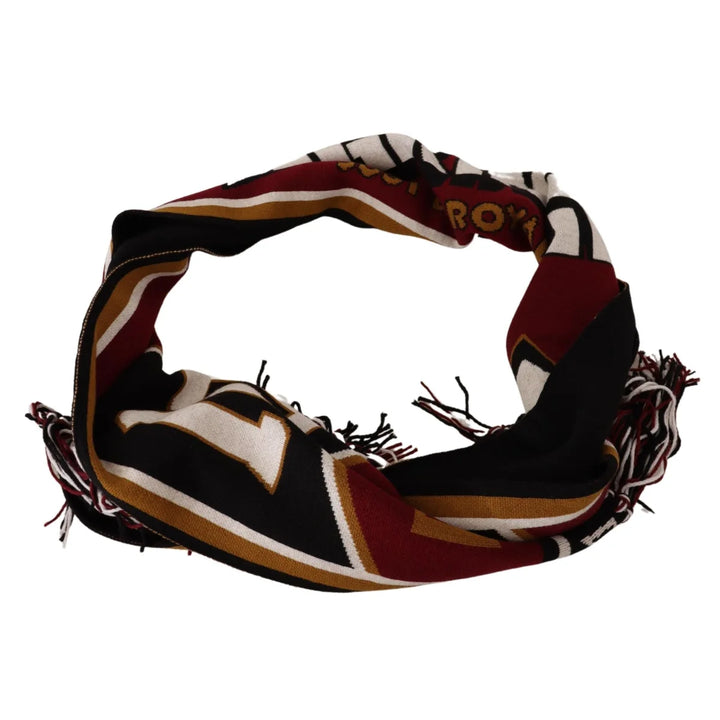 Dolce & Gabbana Multicolor Wool Knit DG King Shawl Wrap Scarf