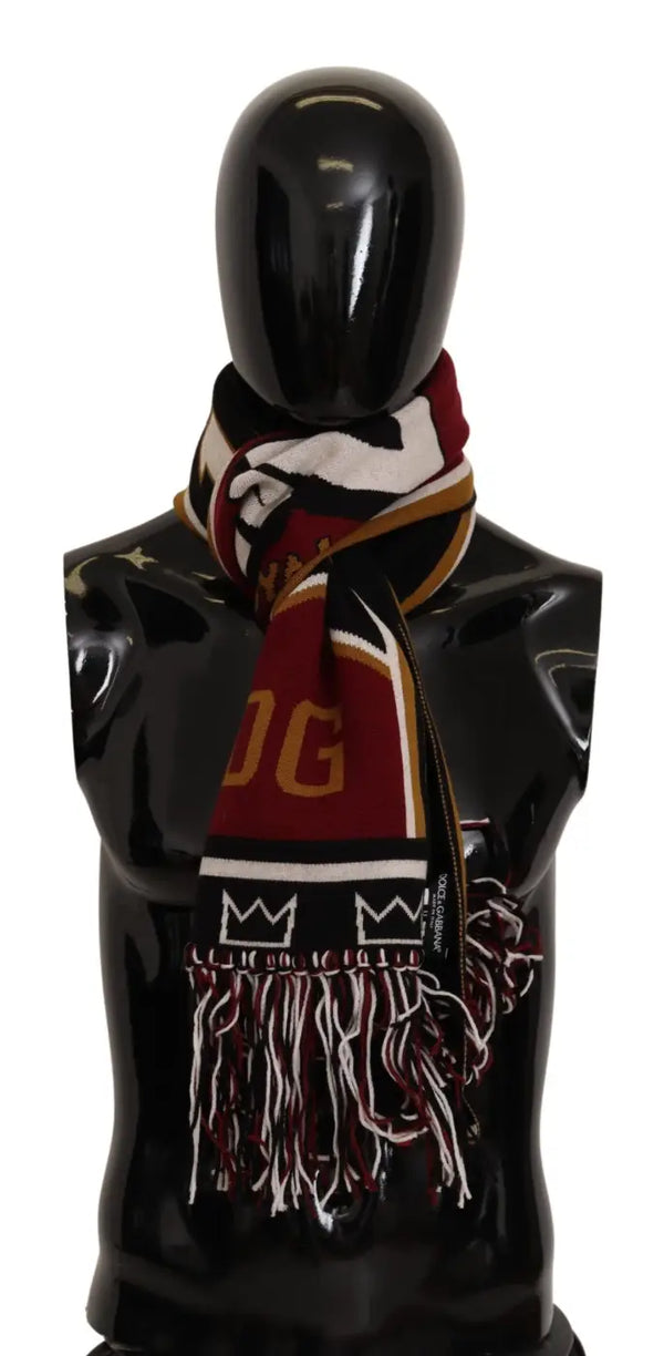 Dolce & Gabbana Multicolor Wool Knit DG King Shawl Wrap Scarf