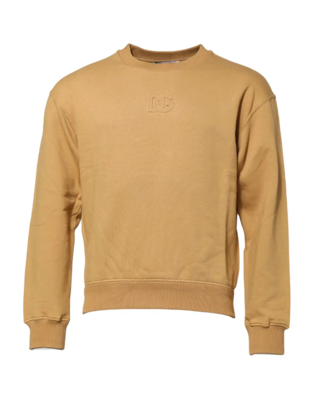 Dolce &amp; Gabbana Mustard Cotton DG Embossed Pullover Sweater