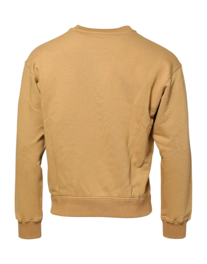 Dolce &amp; Gabbana Mustard Cotton DG Embossed Pullover Sweater