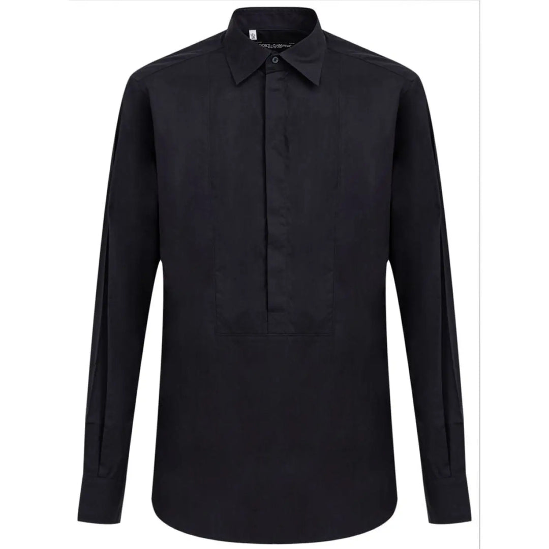 Dolce &amp; Gabbana Navy Blue Cotton Dress Shirt