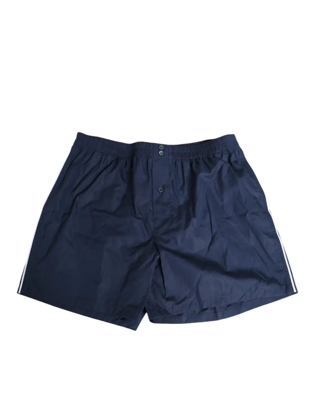 Dolce &amp; Gabbana Navy Blue Cotton Elastic Waistband Button Swimwear