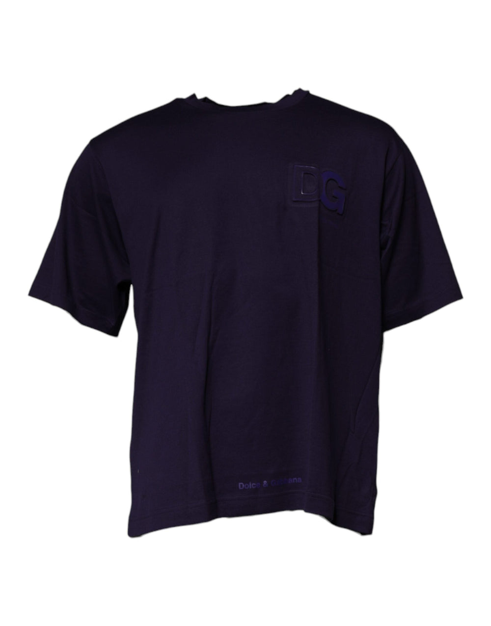 Dolce & Gabbana Navy Blue Dg Logo Cotton Crew Neck T-shirt