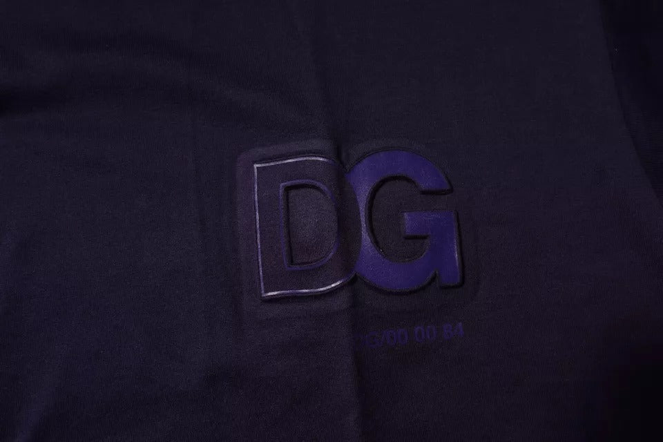 Dolce &amp; Gabbana Navy Blue Dg Logo Cotton Crew Neck T-shirt
