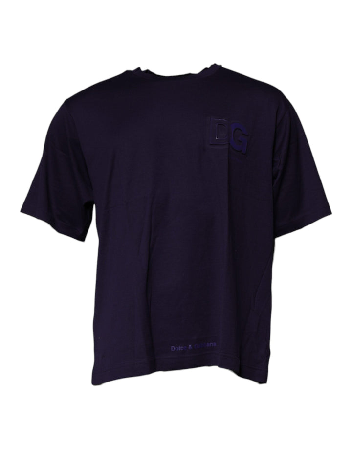 Dolce &amp; Gabbana Navy Blue Dg Logo Cotton Crew Neck T-shirt