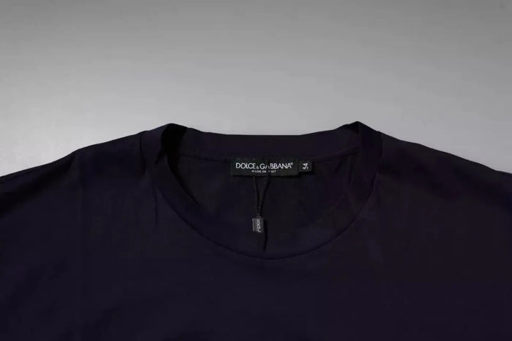 Dolce &amp; Gabbana Navy Blue DG Logo Cotton Crew Neck T-shirt