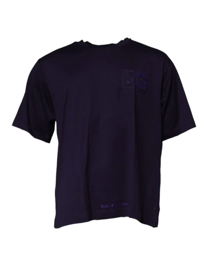 Dolce &amp; Gabbana Navy Blue DG Logo Cotton Crew Neck T-shirt