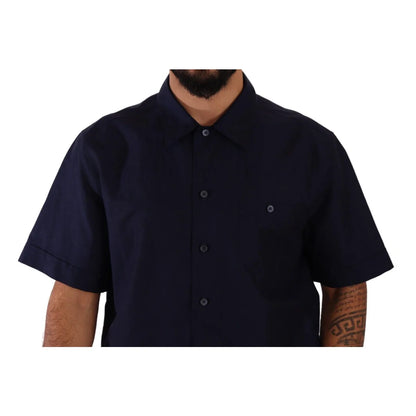 Dolce and Gabbana Navy Blue Shirt with Short Sleeves &