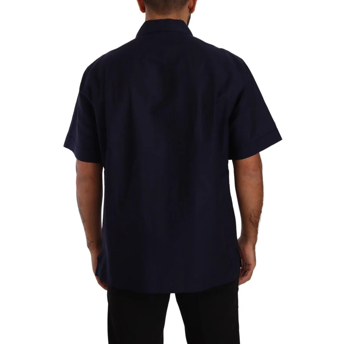 Dolce and Gabbana Navy Blue Shirt with Short Sleeves &