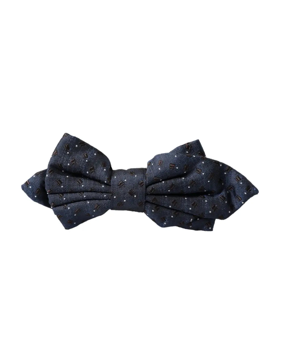 Dolce &amp; Gabbana Navy Blue Silk Patterned Adjustable Men Papillon Bow Tie