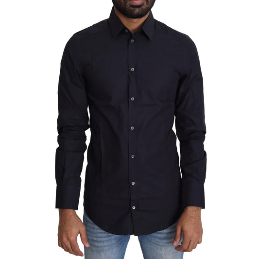 Dolce & Gabbana Navy Blue Slim Fit Dress Shirt for Men